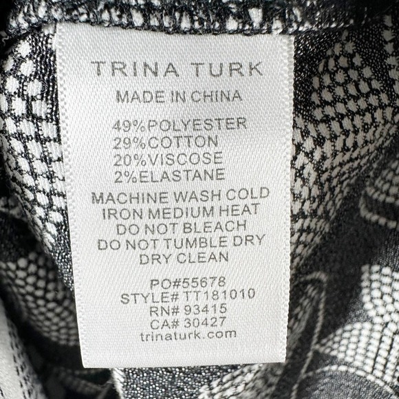 Trina Turk White Black Lucenda A-Line Dress Size 6 - Picture 6 of 9